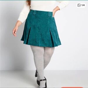 Modcloth Teal Corduroy Mini Skirt
